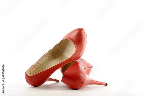 Red high heel women shoes. Contains clipping path