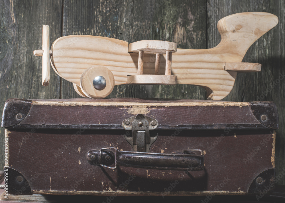 Fototapeta premium Children's toy wooden airplane