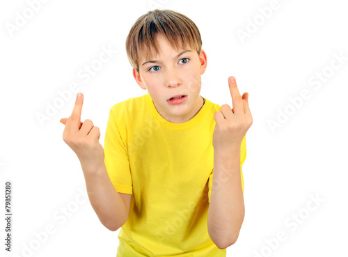 Kid with Middle Fingers Gesture