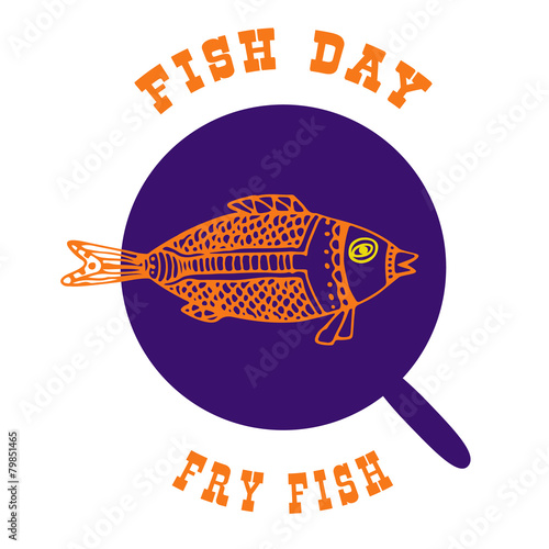 The fish in the pan. Vector illustration