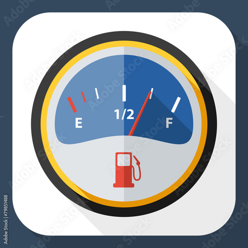 Fuel gauge icon with long shadow