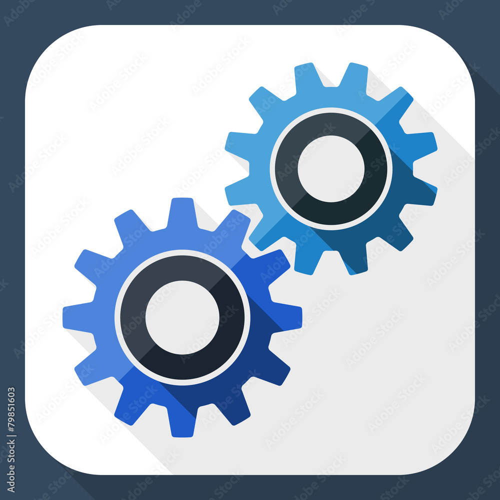 Gears or settings icon with long shadow Gears or settings icon with long shadow