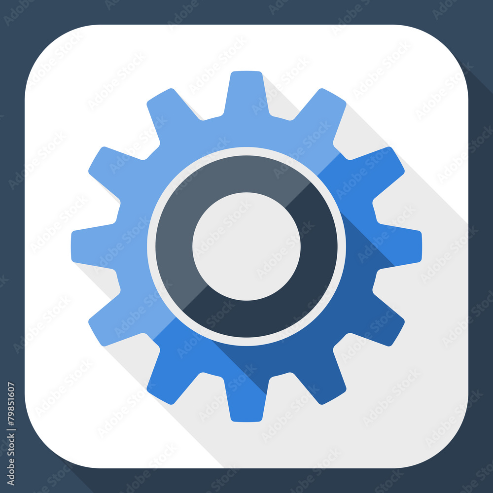 Gear or settings icon with long shadow
