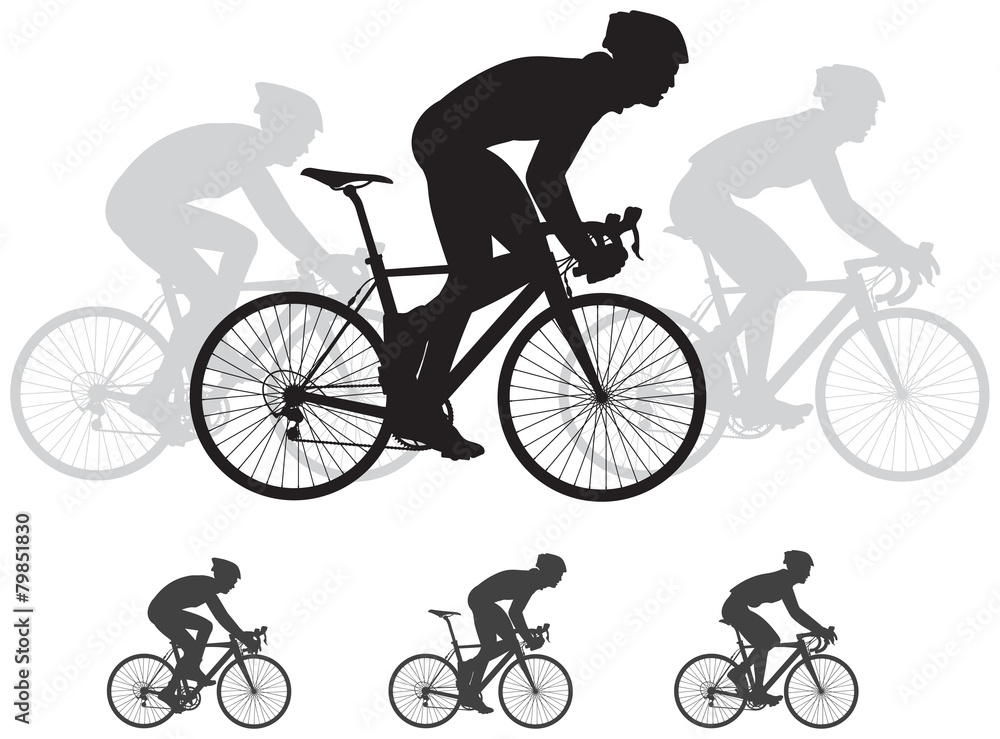 Bicycle race vector silhouettes - obrazy, fototapety, plakaty 