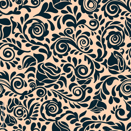 Abstract seamless lace pattern with flowers.