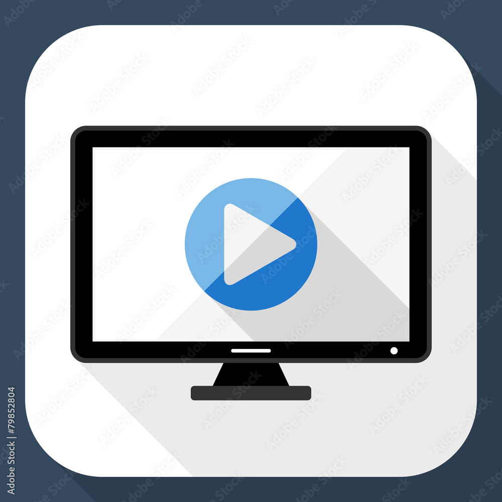 Monitor flat icon with long shadow Monitor flat icon with long shadow