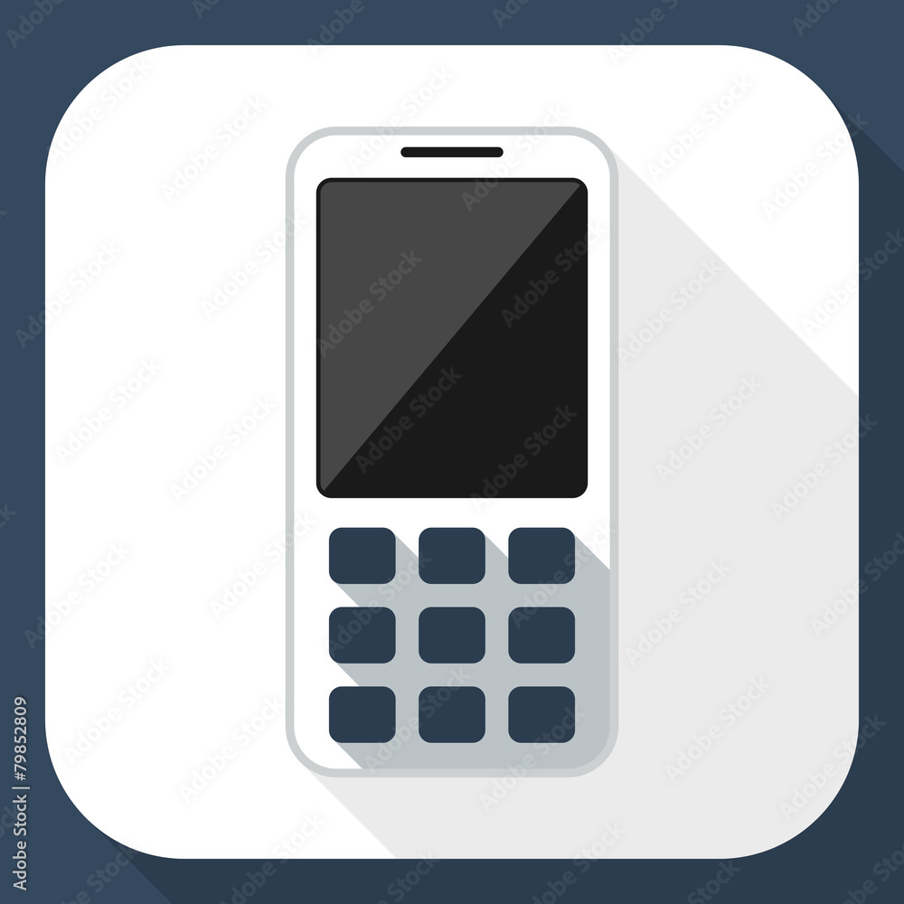 Mobile phone flat icon with long shadow Mobile phone flat icon with long shadow