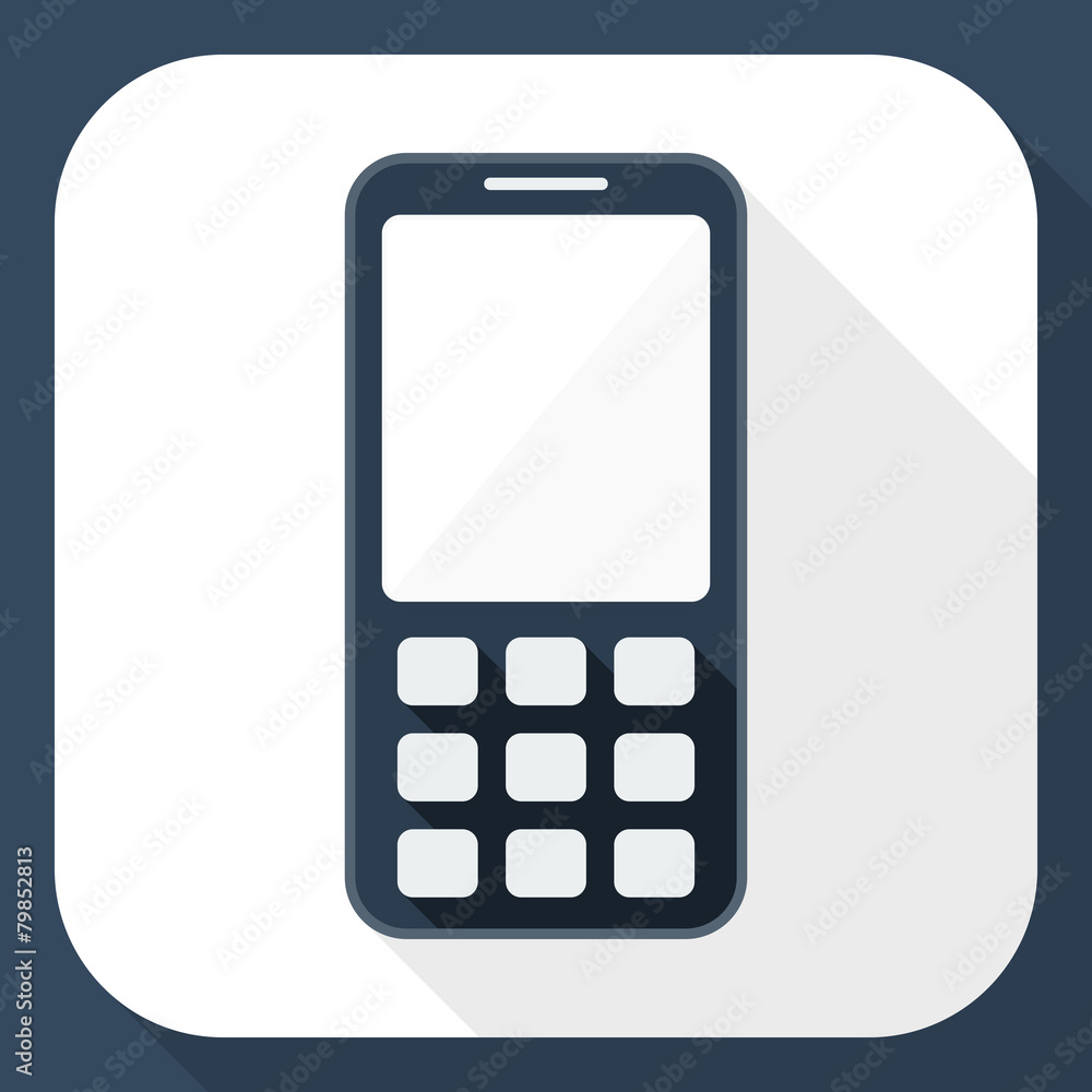 Mobile phone flat icon with long shadow, vector Mobile phone flat icon with long shadow, vector