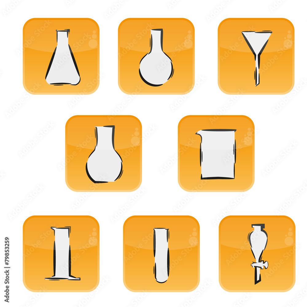 Icons with laboratory glass Icons with laboratory glass