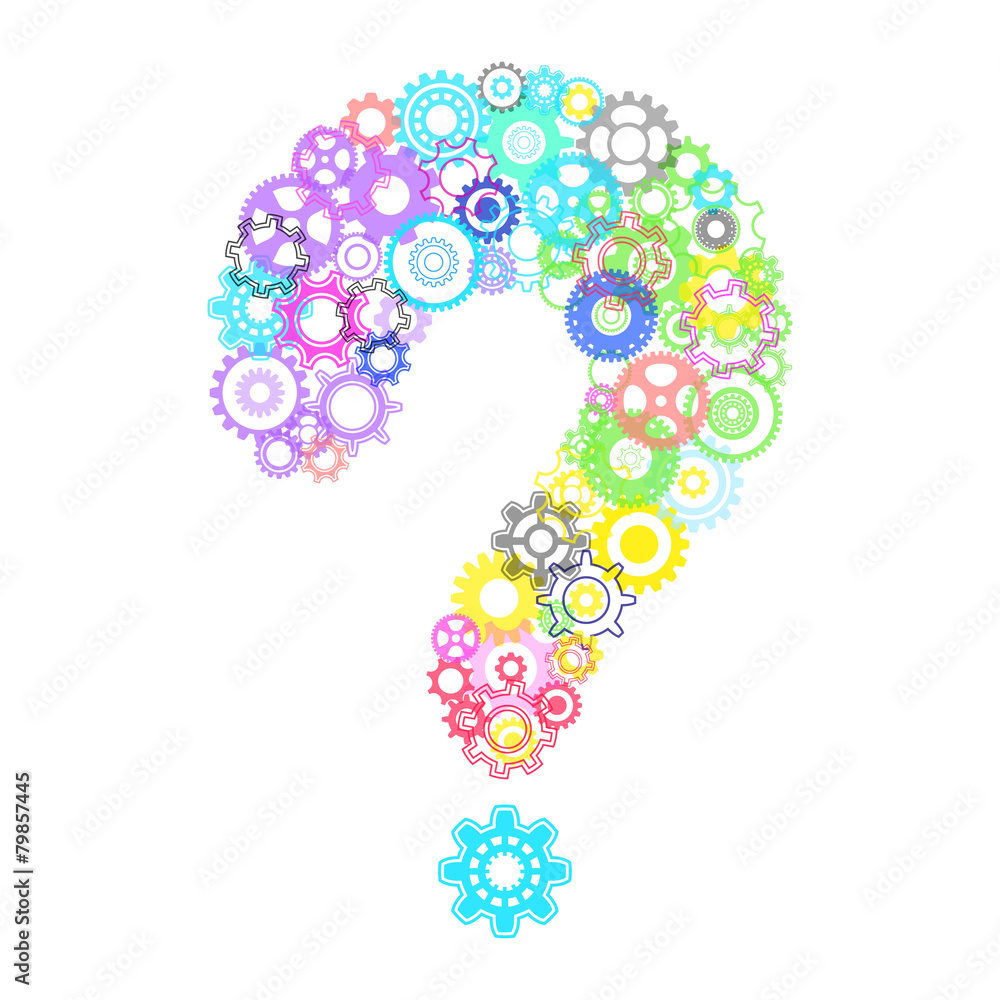 Question mark with cog wheels Question mark with cog wheels