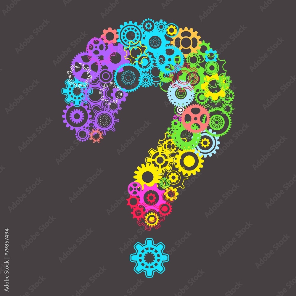 Question mark with cog wheels Question mark with cog wheels