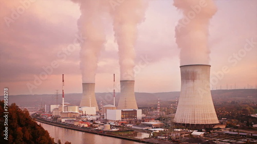 Nuclear Power Station At Sunset photo