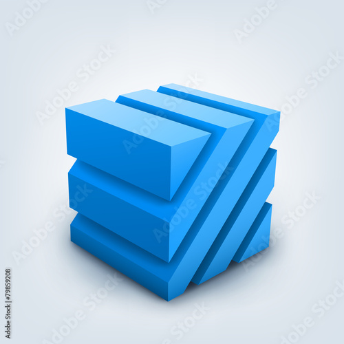 Vector illustration of 3d cube on white background