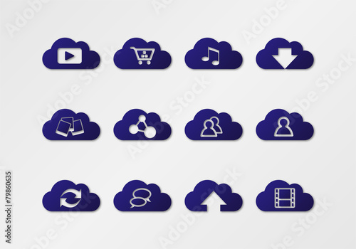 cloud computing sticker dark blue with gradient effect