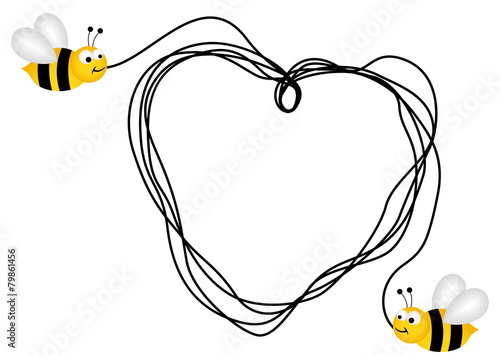 Bees creating a heart with a piece of string