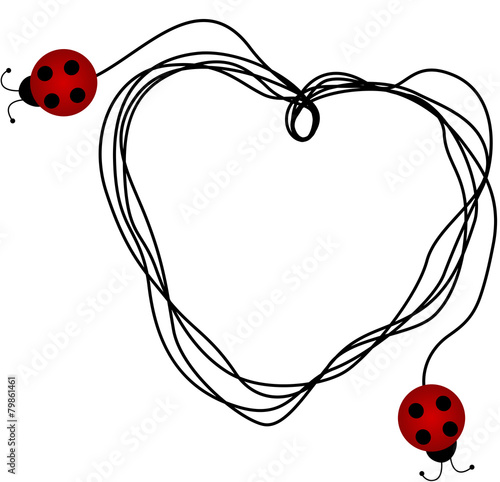 Ladybirds creating a heart with a piece of string
