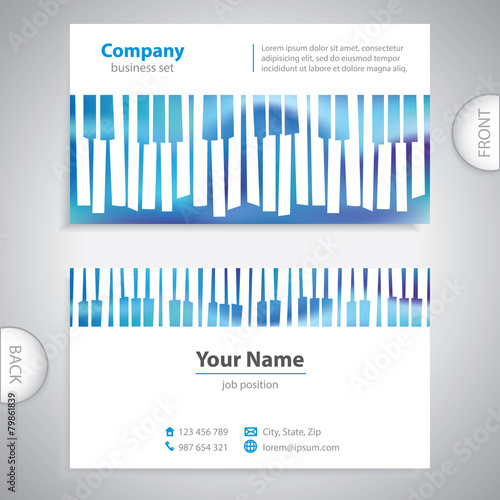business card - abstract musical piano keys - company presentati