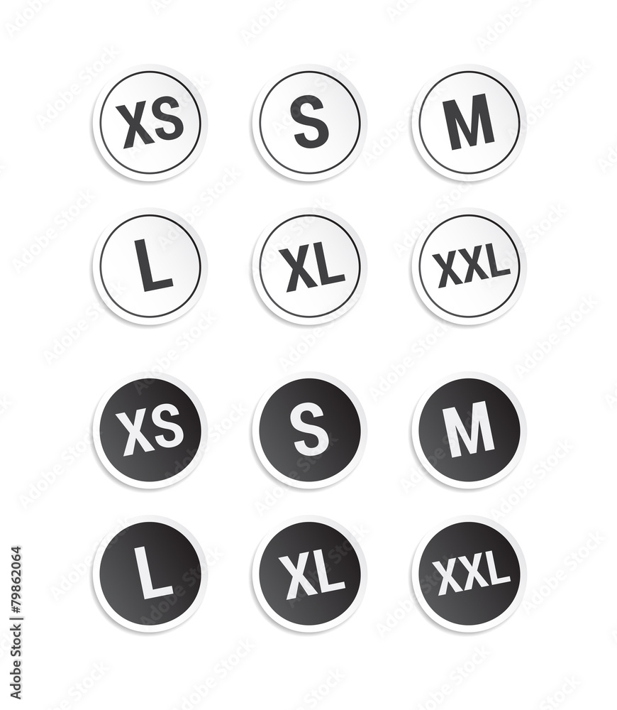 Size Clothing Stickers Size Clothing Stickers
