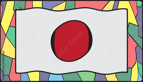 Japan Flag On Stained Glass