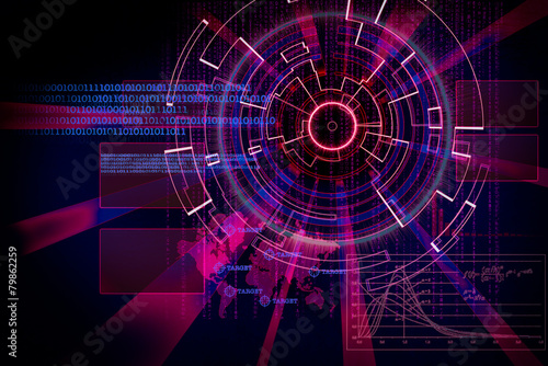 rendering of a futuristic cyber background target with laser lig
