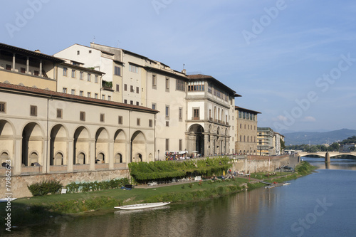 Arno river flowing through Florence next to Uffizi gallery