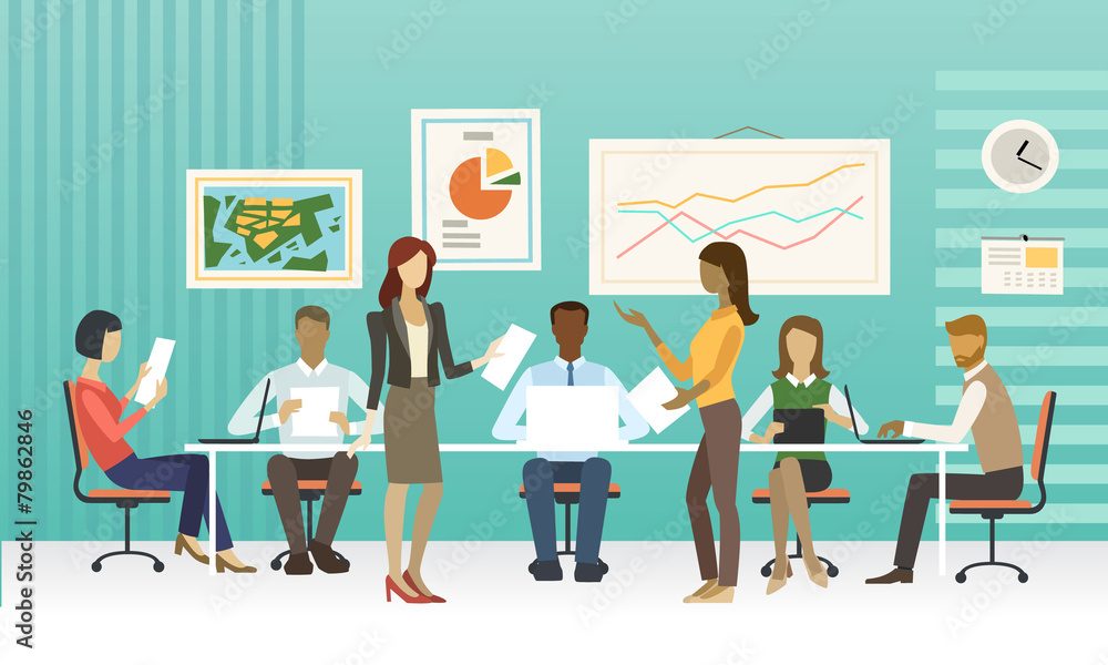 Business People at the office flat illustration Business People at the office flat illustration