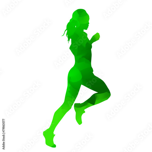 Abstract green running girl