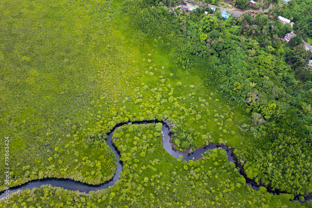 Aerial view with river Aerial view with river