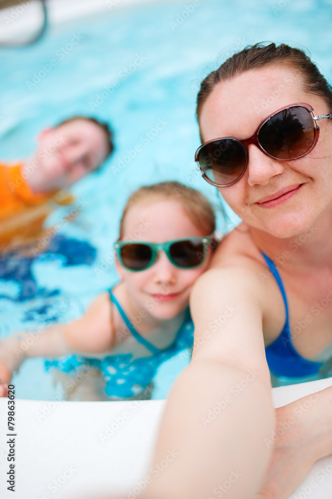 Fototapeta premium Mother and kids on vacation