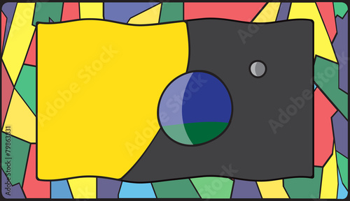 Planet Earth Flag On Stained Glass Window