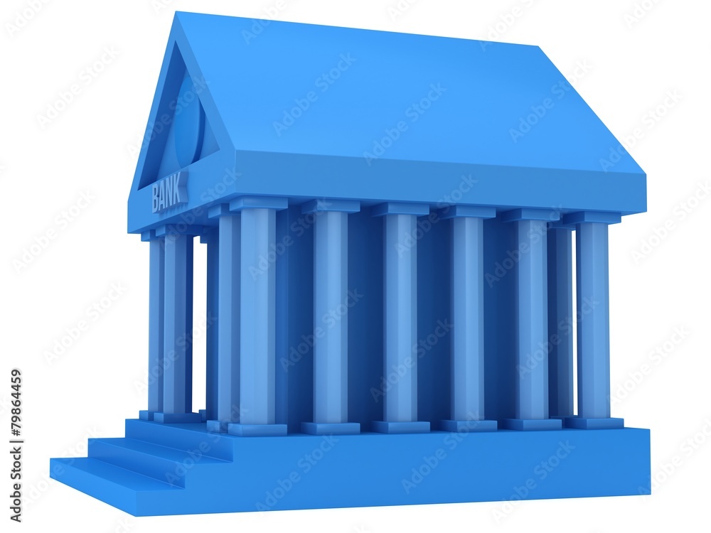 Blue Bank building 3d icon Blue Bank building 3d icon