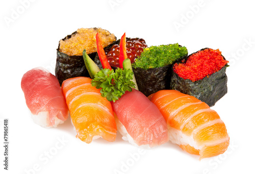 Delicious sushi pieces