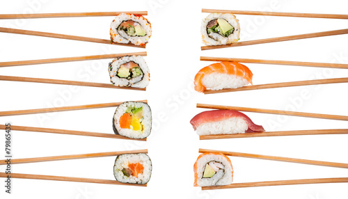 Delicious sushi pieces