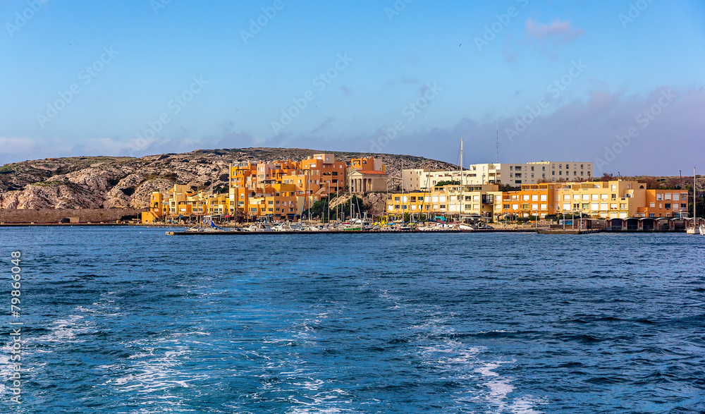 View of Frioul archipelago in Mediterranean sea near Marseille,