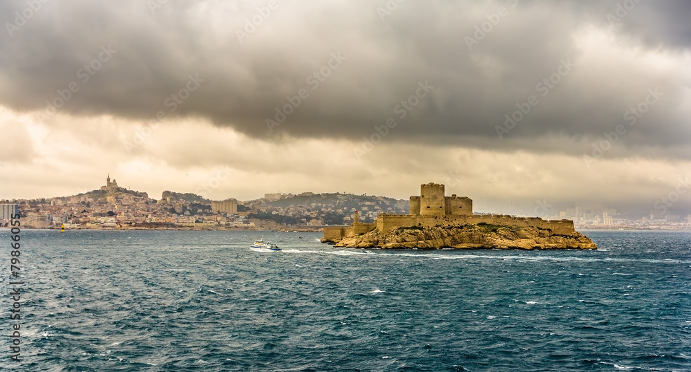 View of the If castle in the Mediterranean sea - France