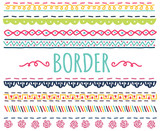 set of colorful hand drawn border