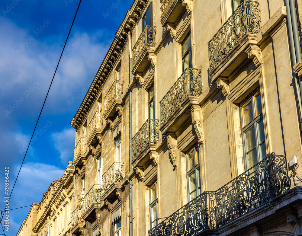 Facade of a building in Montpellier - France, Languedoc-Roussill Facade of a building in Montpellier - France, Languedoc-Roussill