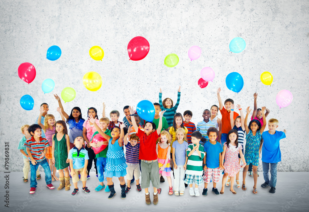 Fototapeta premium Children Smiling Happiness Friendship Balloon Concept