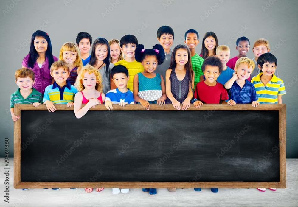 Diversity Friendship Group of Kids Education Blackboard Concept Diversity Friendship Group of Kids Education Blackboard Concept