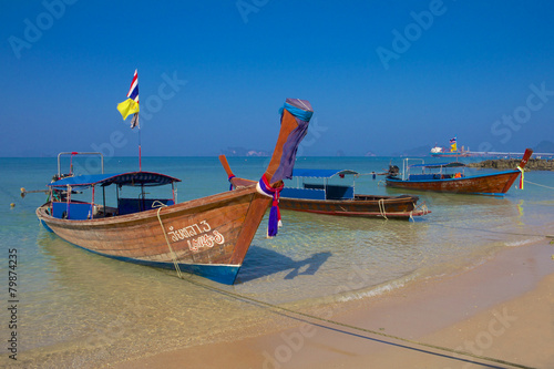 Longtail boats docked in Krabi Thailand