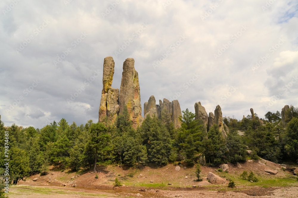 Chimney rock monoliths in Valley of the Monks, Creel, Mexico