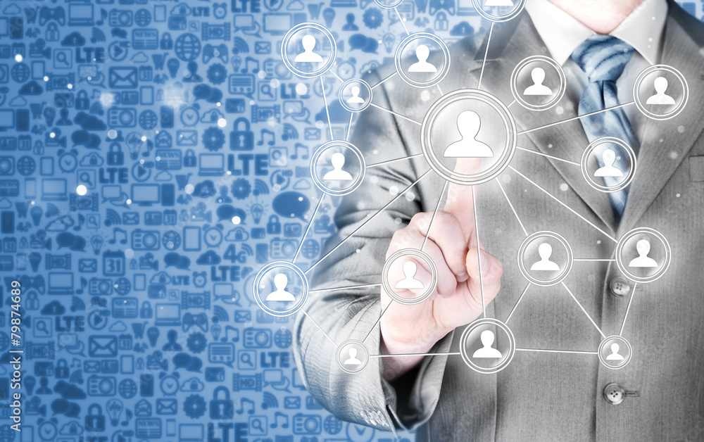 man hand pressing social media icon man hand pressing social media icon