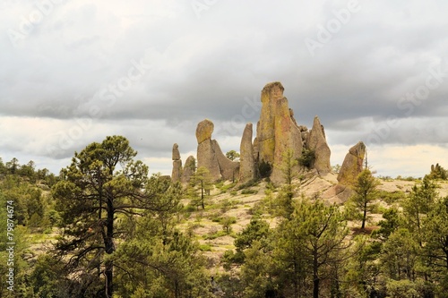 Chimney rock monoliths in Valley of the Monks, Creel, Mexico