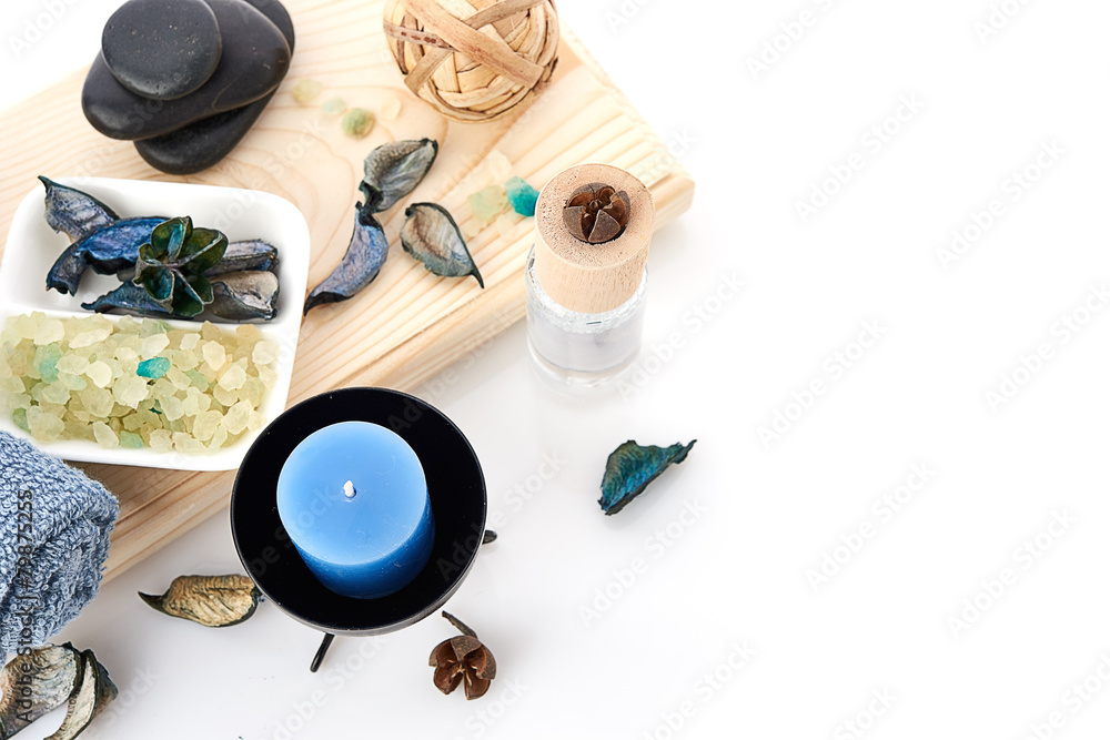 Composition of spa treatment on wooden background Composition of spa treatment on wooden background