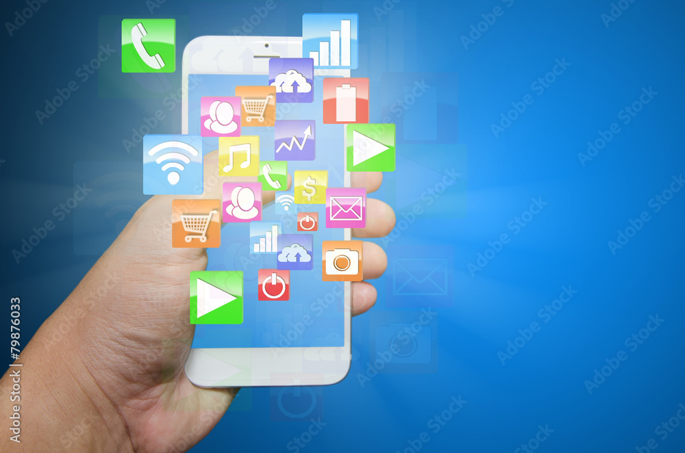 Modern smart phone with application pop up touch screen. Modern smart phone with application pop up touch screen.