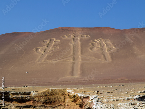 geoglyph Candelabrum figure in Paracas national park - Peru