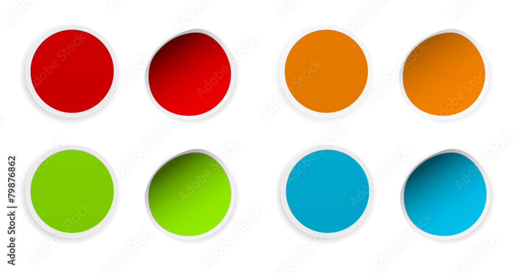 round colored curled stickers set round colored curled stickers set
