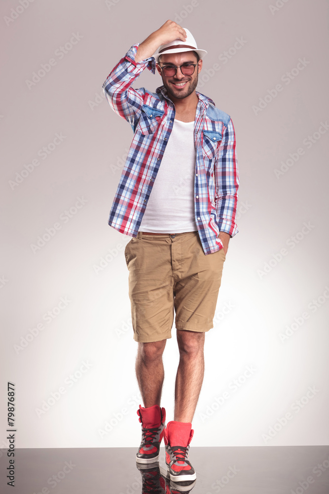 casual man walking on studio background casual man walking on studio background