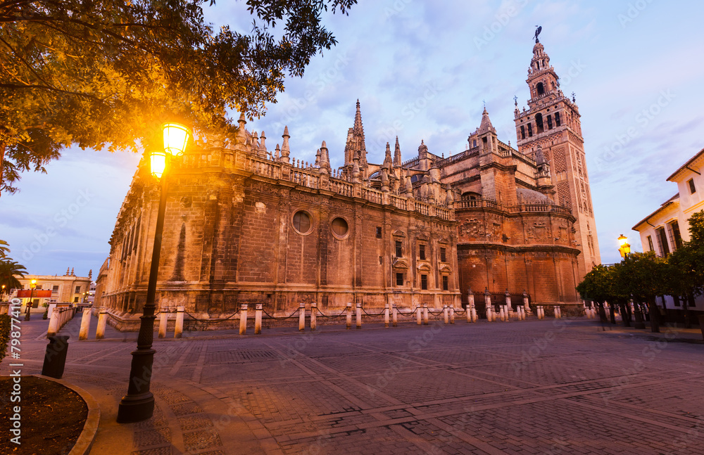 Morning view of  Cathedral of Seville