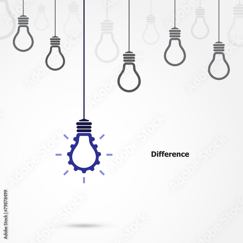Creative light bulb symbol with gear sign and difference concept